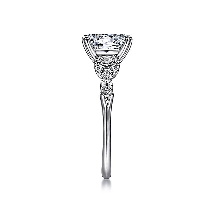 Gabriel & Co. 14 Karat White Gold Oval Semi- Mount Engagement Ring - Image 4