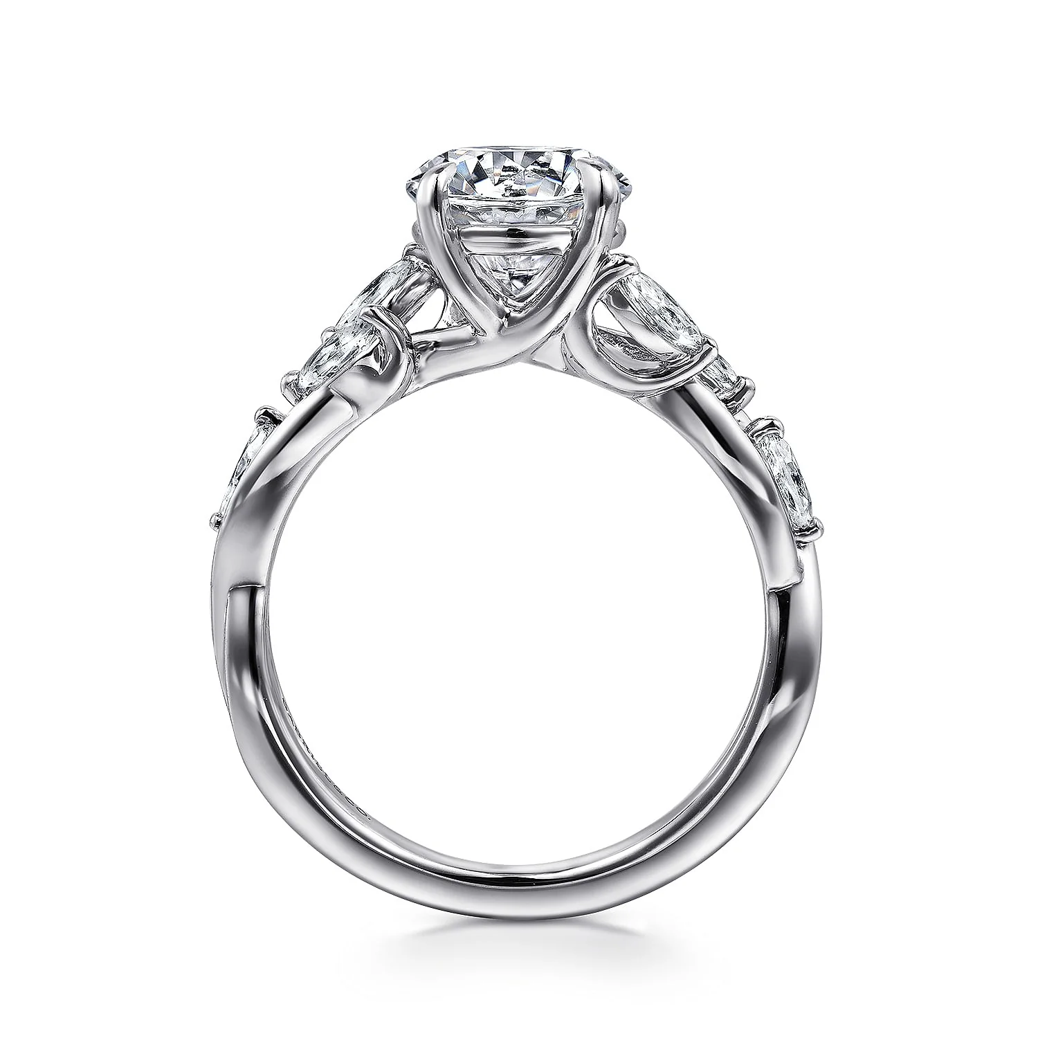 Gabriel & Co. 14 Karat White Gold Round Floral Semi-Mount Engagement Ring - Image 2