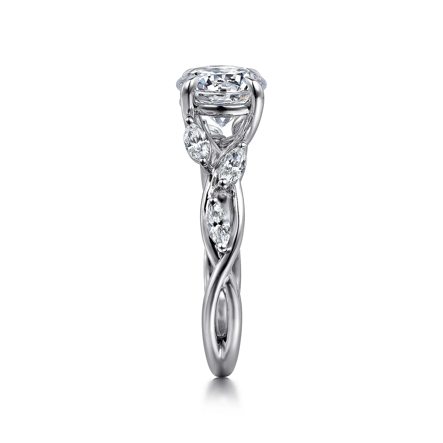 Gabriel & Co. 14 Karat White Gold Round Floral Semi-Mount Engagement Ring - Image 4