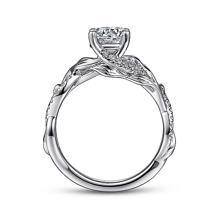 Gabriel & Co. 14 Karat White Gold Round Floral Semi-Mount Engagement Ring - Image 2