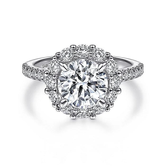 Gabriel & Co. 14 Karat White Gold Round Halo Semi-Mount Engagement Ring