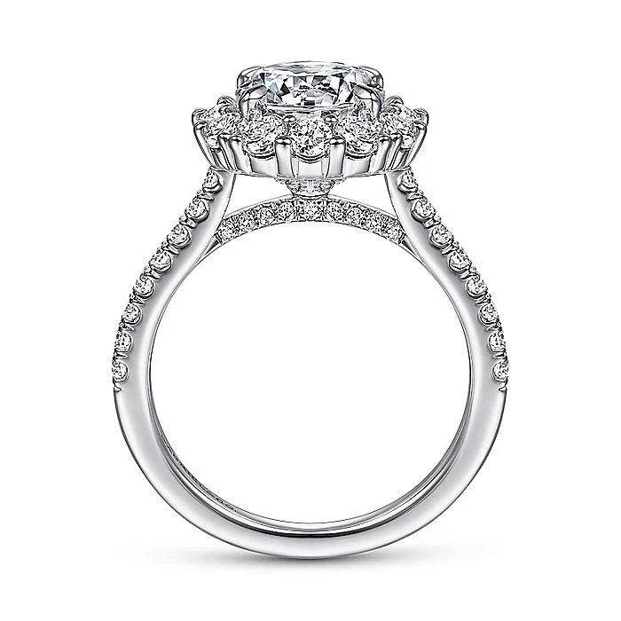 Gabriel & Co. 14 Karat White Gold Round Halo Semi-Mount Engagement Ring - Image 2