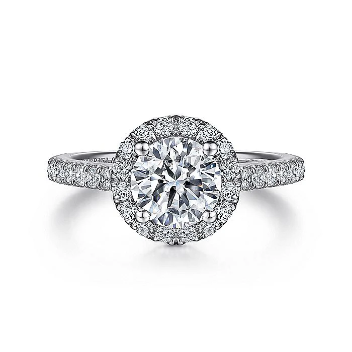 Gabriel & Co. 14 Karat White Gold Round Halo Semi-Mount Engagement Ring