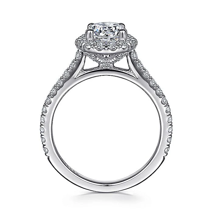 Gabriel & Co. 14 Karat White Gold Round Halo Semi-Mount Engagement Ring - Image 2