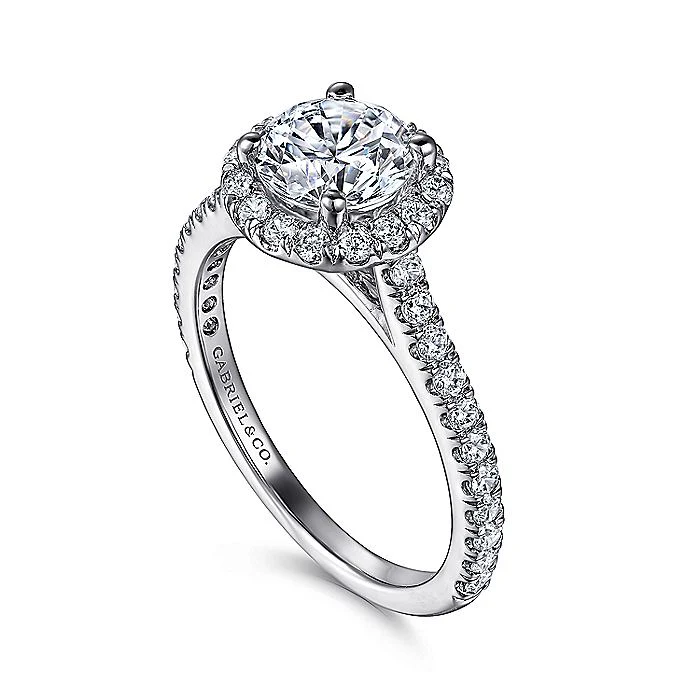 Gabriel & Co. 14 Karat White Gold Round Halo Semi-Mount Engagement Ring - Image 3