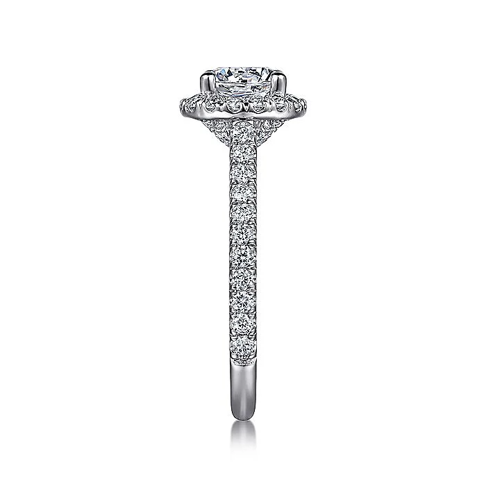 Gabriel & Co. 14 Karat White Gold Round Halo Semi-Mount Engagement Ring - Image 4