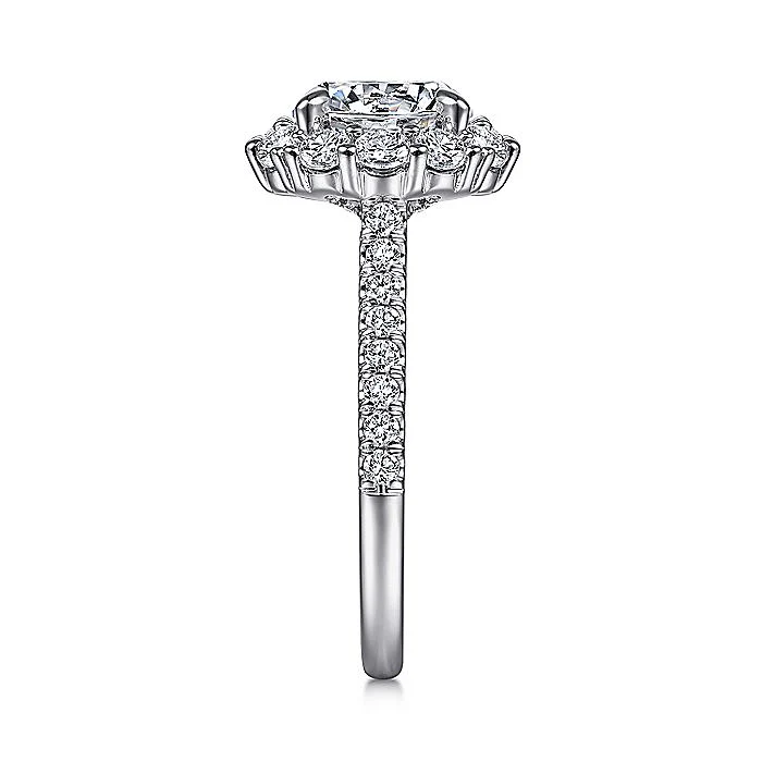 Gabriel & Co. 14 Karat White Gold Round Halo Semi-Mount Engagement Ring - Image 4