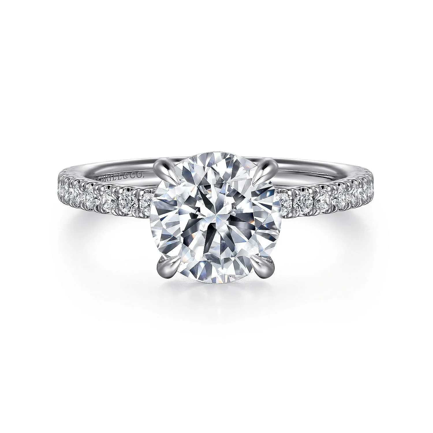 Gabriel & Co. 14 Karat White Gold Round Hidden Halo Diamond Semi-Mount Engagement Ring