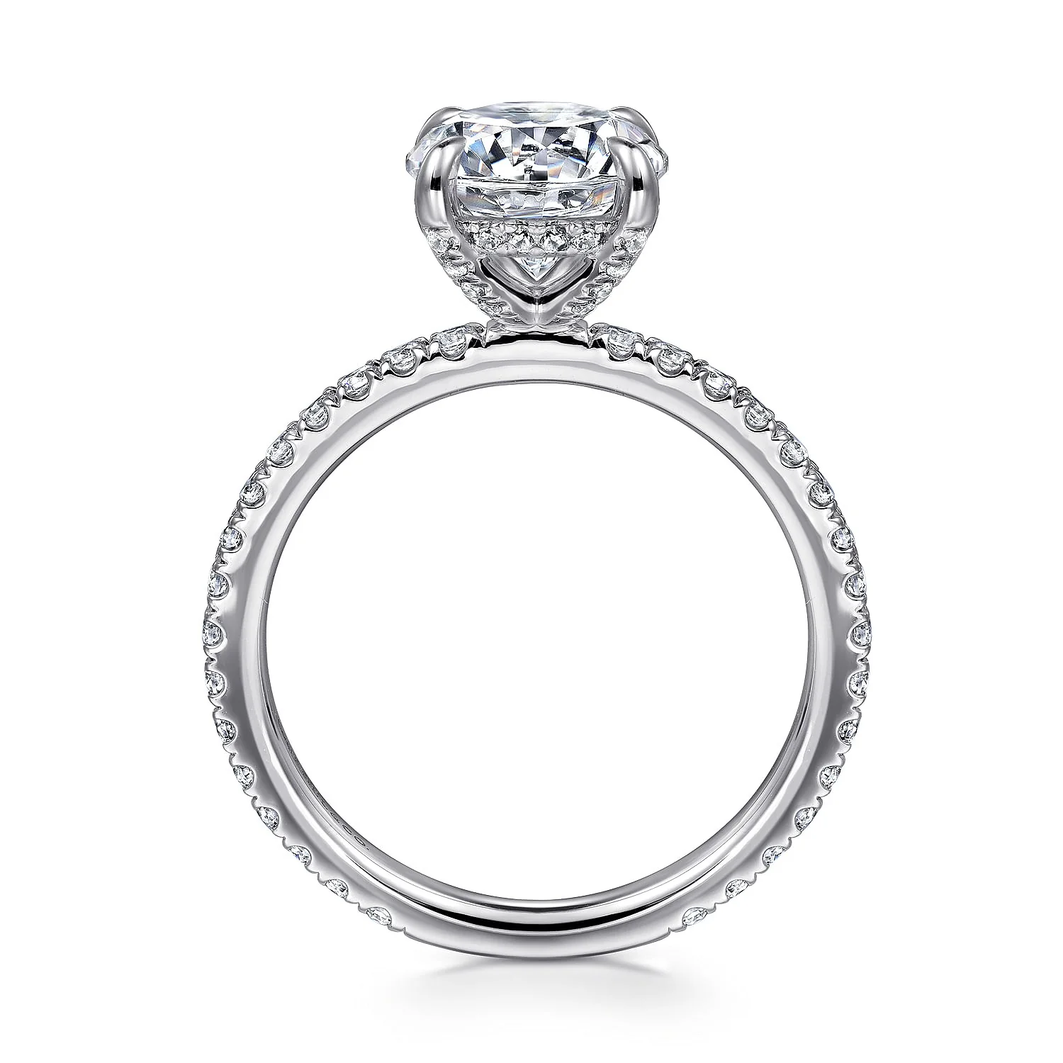 Gabriel & Co. 14 Karat White Gold Round Hidden Halo Diamond Semi-Mount Engagement Ring - Image 2