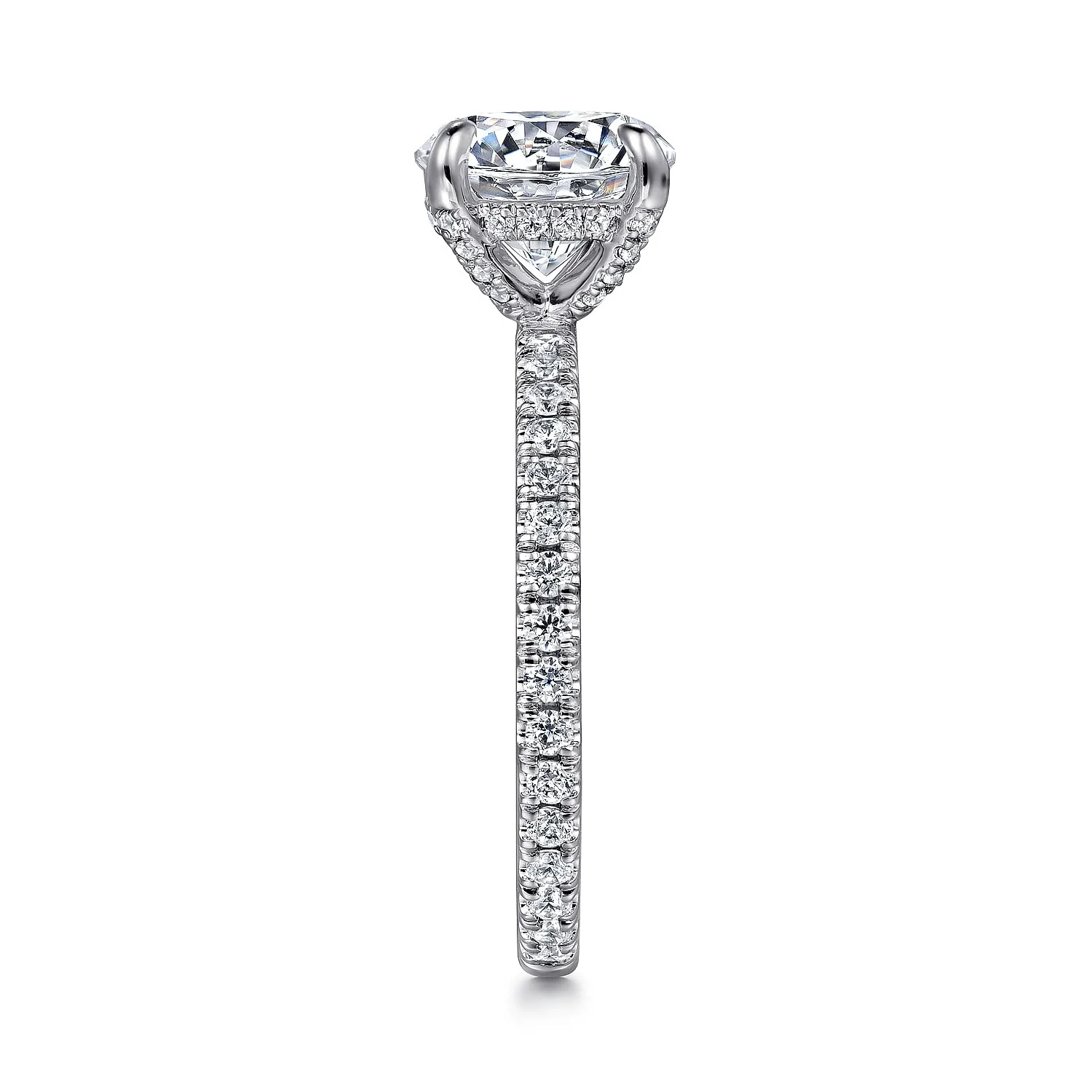 Gabriel & Co. 14 Karat White Gold Round Hidden Halo Semi-Mount Engagement Ring - Image 4