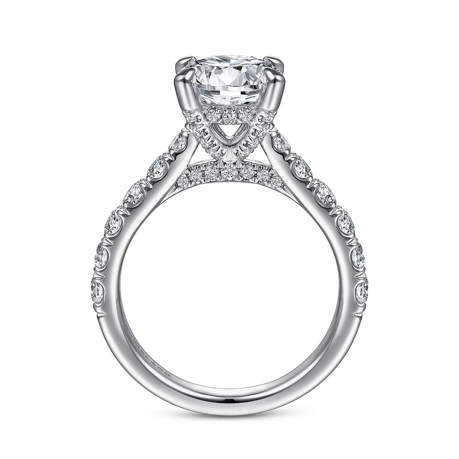 Gabriel & Co. 14 Karat White Gold Round Hidden Halo Semi-Mount Engagement Ring - Image 2