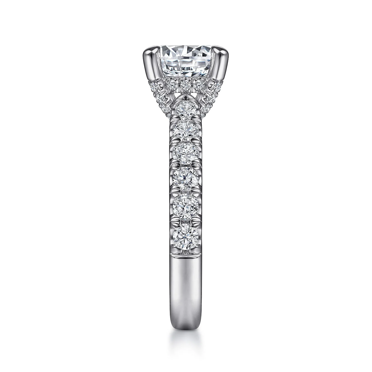 Gabriel & Co. 14 Karat White Gold Round Hidden Halo Semi-Mount Engagement Ring - Image 4