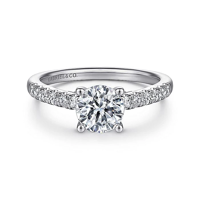 Gabriel & Co. 14 Karat White Gold Round Semi-Mount Engagement Ring