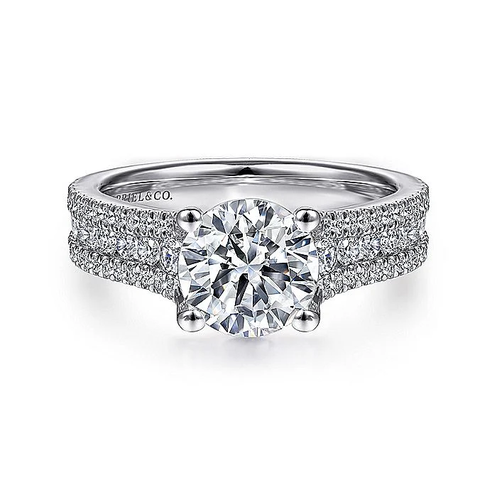 Gabriel & Co. 14 Karat White Gold Round Semi-Mount Engagement Ring