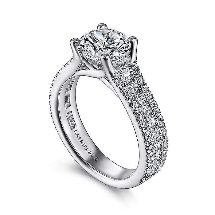 Gabriel & Co. 14 Karat White Gold Round Semi-Mount Engagement Ring - Image 3