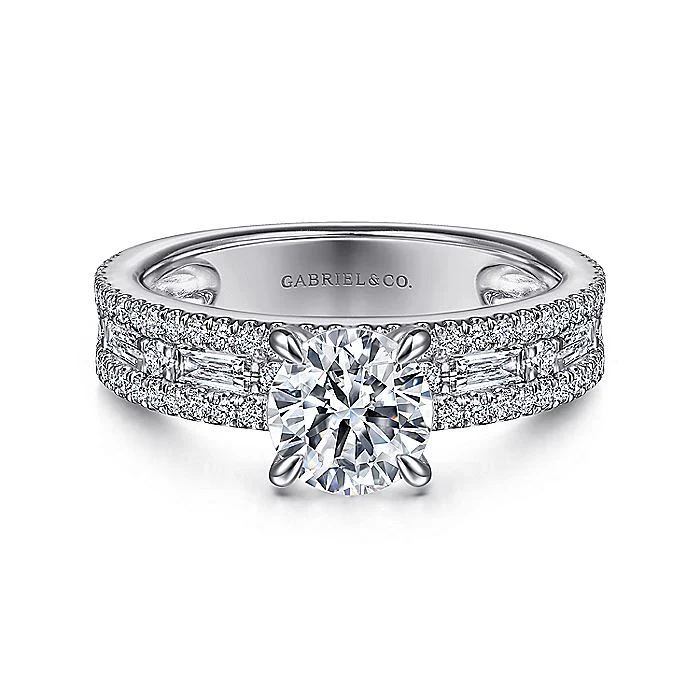 Gabriel & Co. 14 Karat White Gold Round Semi-Mount Engagement Ring