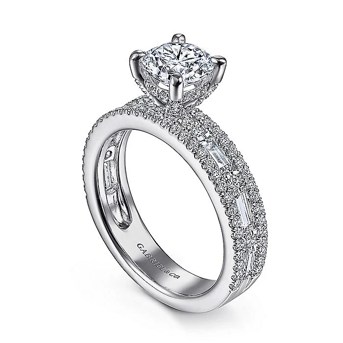 Gabriel & Co. 14 Karat White Gold Round Semi-Mount Engagement Ring - Image 3