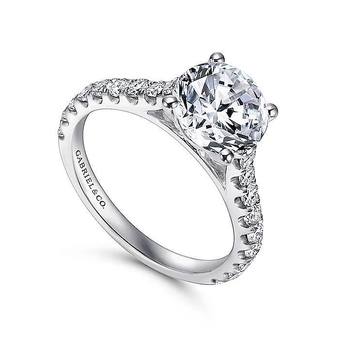Gabriel & Co. 14 Karat White Gold Round Semi-Mount Engagement Ring - Image 3