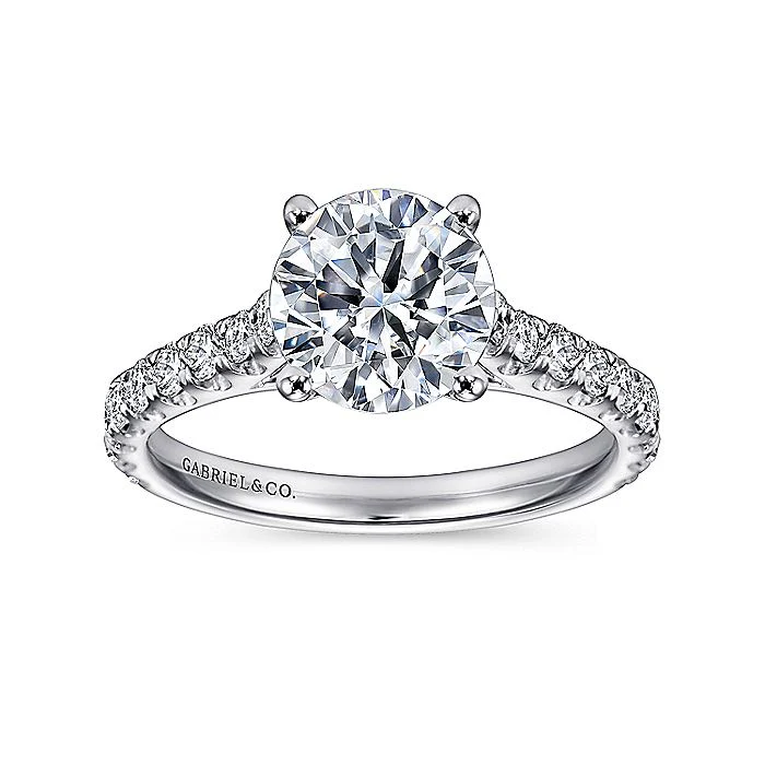 Gabriel & Co. 14 Karat White Gold Round Semi-Mount Engagement Ring - Image 4