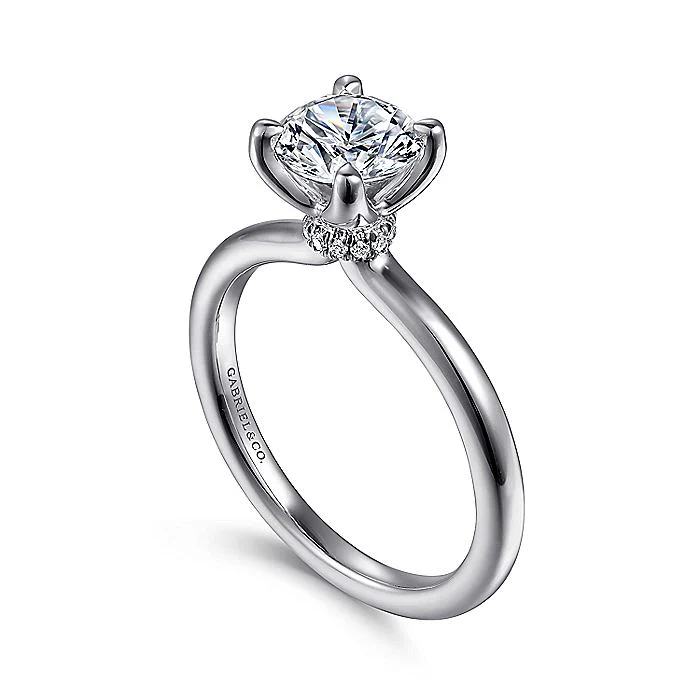 Gabriel & Co. 14 Karat White Gold Round Semi-Mount Engagement Ring - Image 3