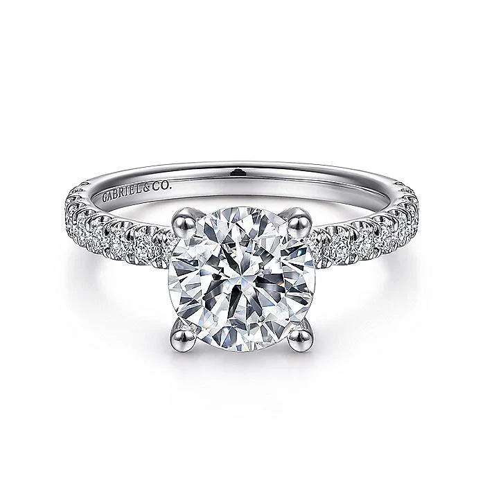 Gabriel & Co. 14 Karat White Gold Round Semi-Mount Engagement Ring