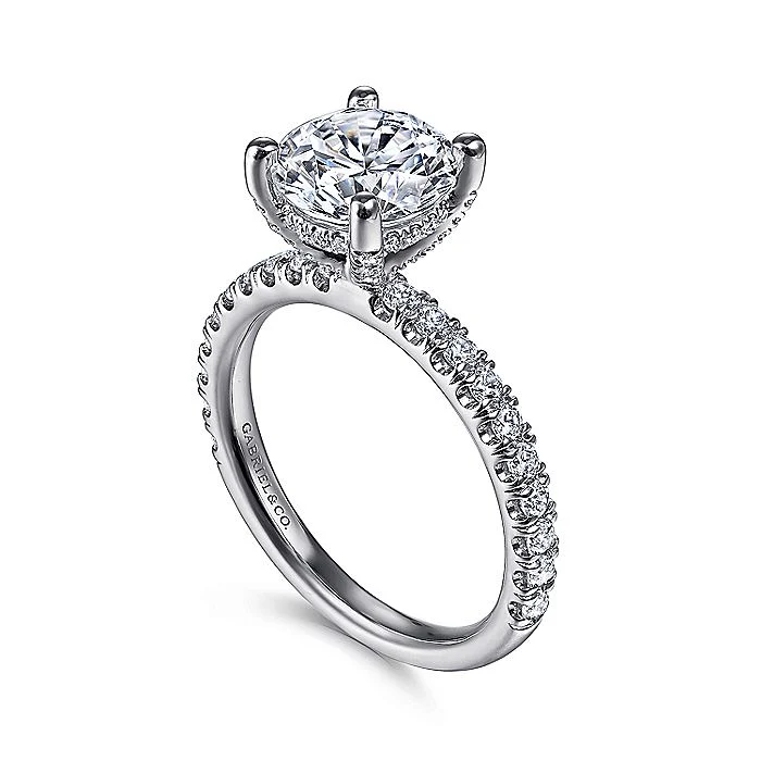 Gabriel & Co. 14 Karat White Gold Round Semi-Mount Engagement Ring - Image 3