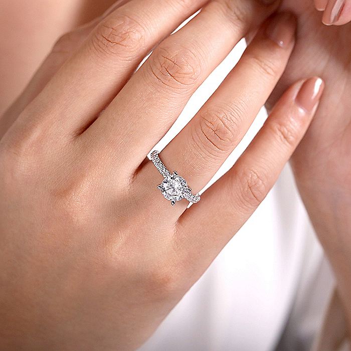 Gabriel & Co. 14 Karat White Gold Round Semi-Mount Engagement Ring - Image 5