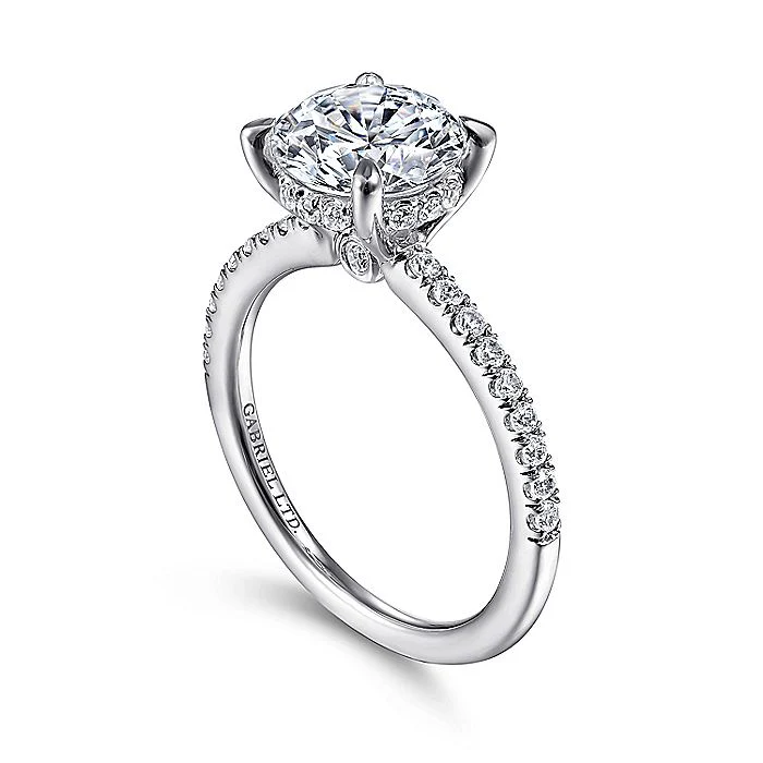 Gabriel & Co. 14 Karat White Gold Round Semi-Mount Engagement Ring - Image 3