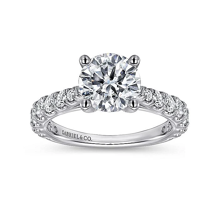Gabriel & Co. 14 Karat White Gold Round Semi-Mount Engagement Ring - Image 4