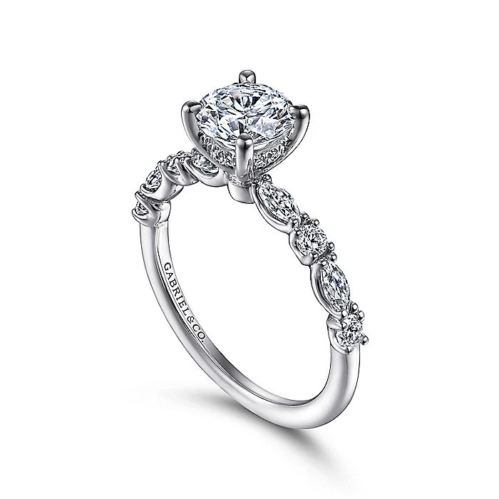 Gabriel & Co. 14 Karat White Gold Round Semi-Mount Engagement Ring - Image 3