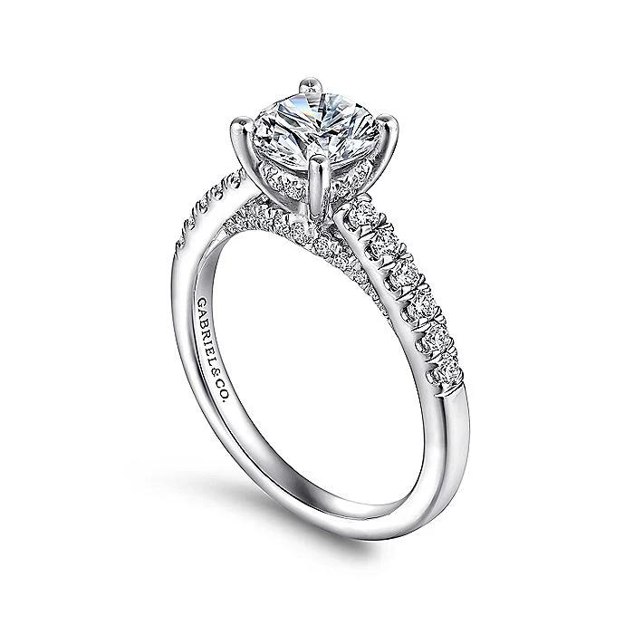 Gabriel & Co. 14 Karat White Gold Round Semi-Mount Engagement Ring - Image 3