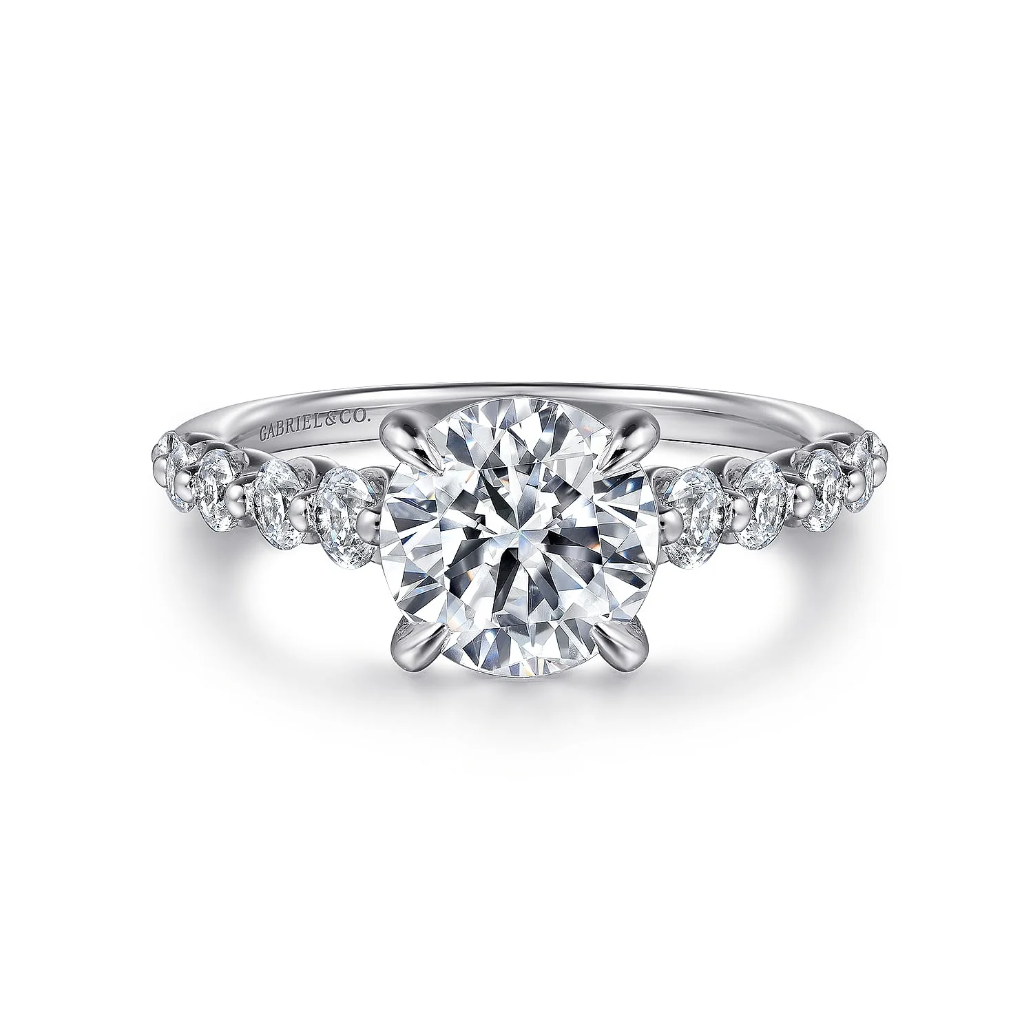 Gabriel & Co. 14 Karat White Gold Round Straight Semi-Mount Engagement Ring