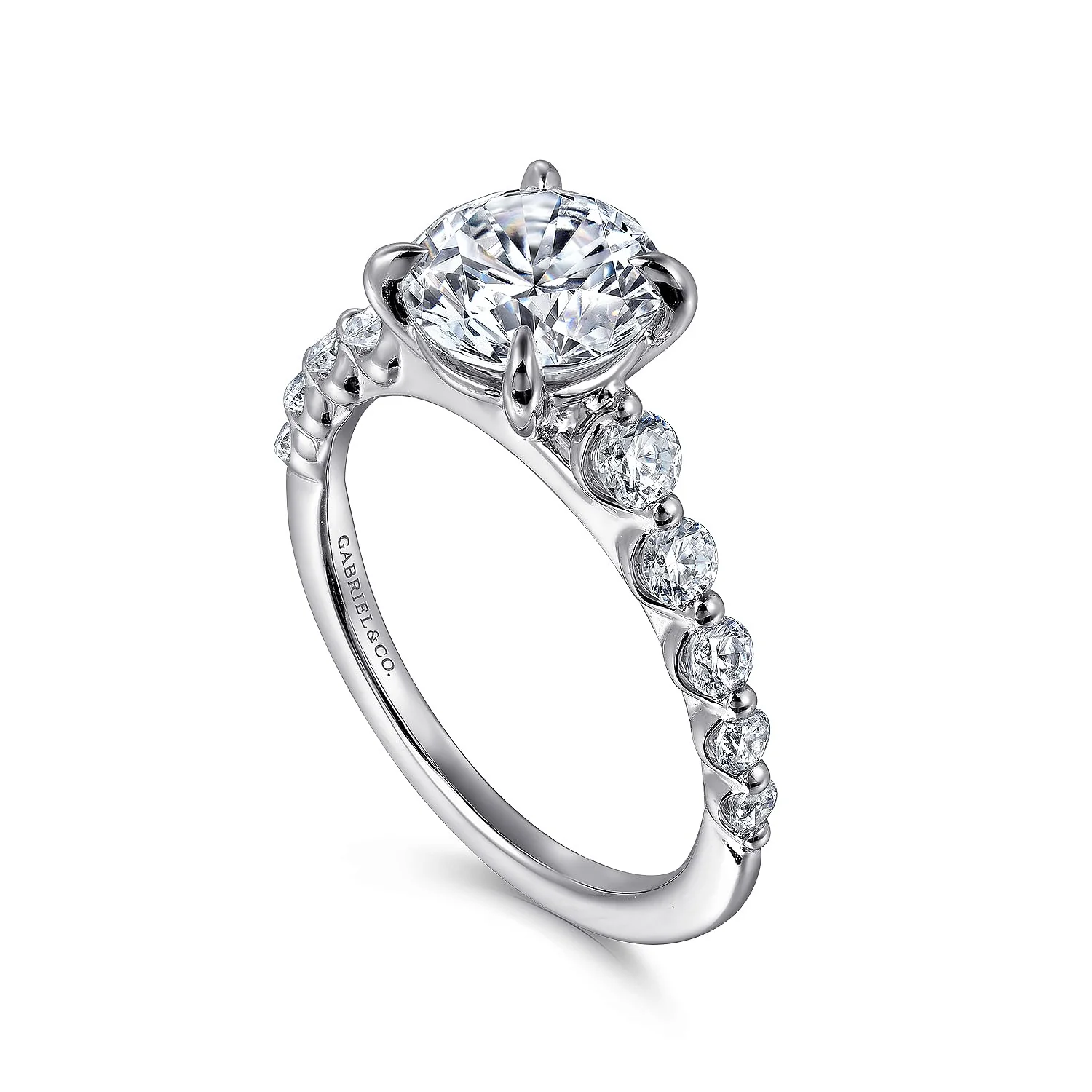Gabriel & Co. 14 Karat White Gold Round Straight Semi-Mount Engagement Ring - Image 3