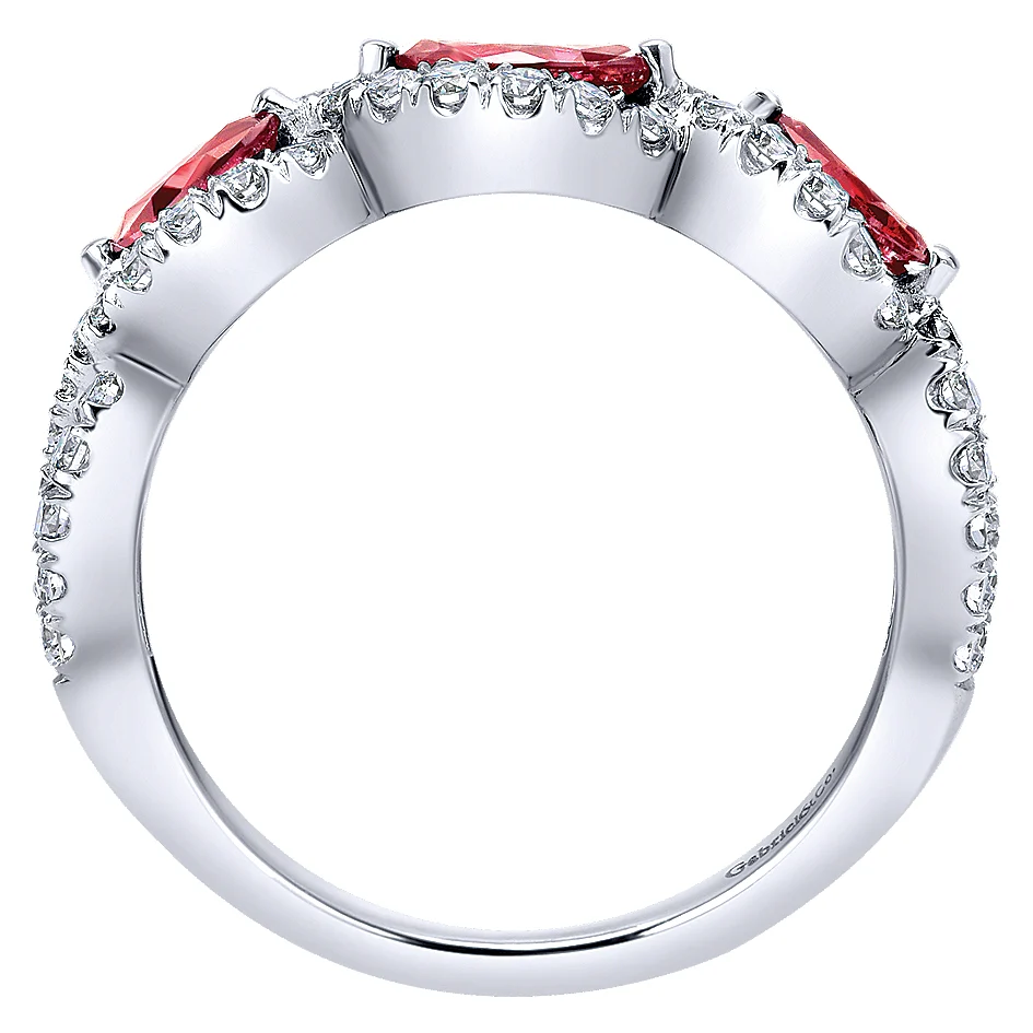 Gabriel & Co. 14 Karat White Gold Ruby & Diamond Fashion Ring - Image 2