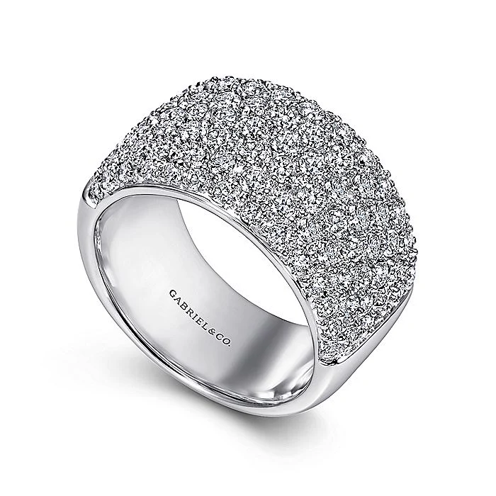 Gabriel & Co. 14 Karat White Gold Wide Pavé Diamond Anniversary Band - Image 3