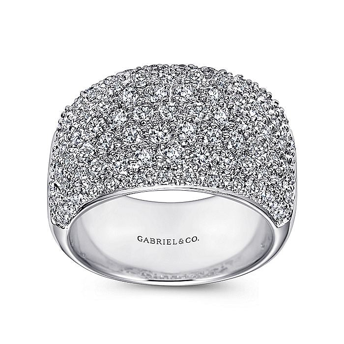 Gabriel & Co. 14 Karat White Gold Wide Pavé Diamond Anniversary Band - Image 4