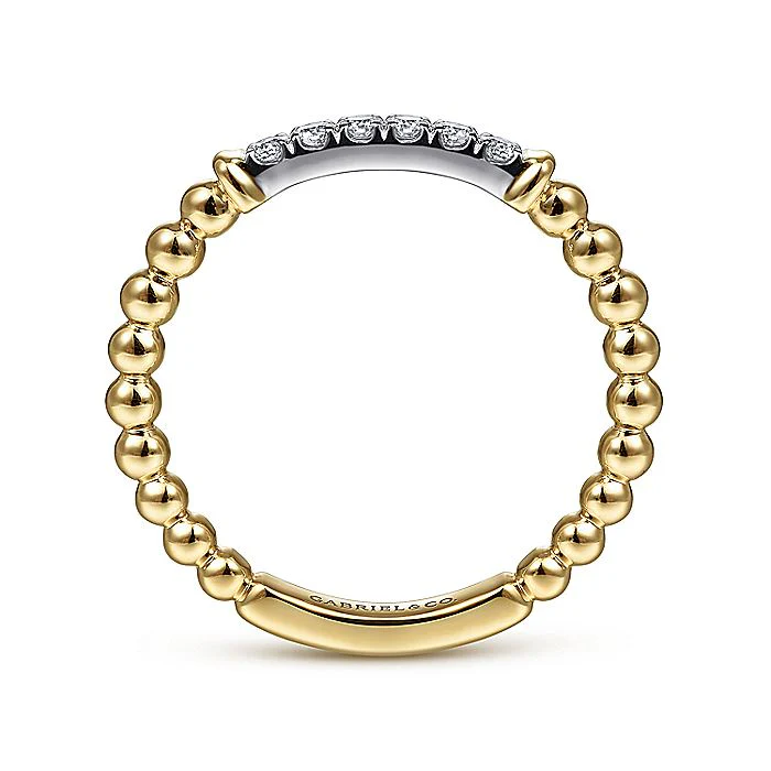 Gabriel & Co. 14 Karat Yellow And White Gold Bujukan Beaded Band - Image 2