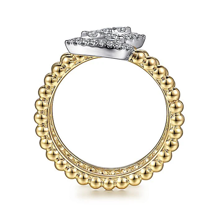 Gabriel & Co. 14 Karat Yellow and White Gold Bujukan Wrap Ring with Teardrop Diamonds - Image 2