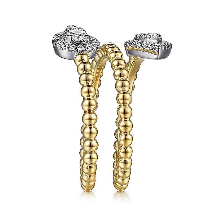 Gabriel & Co. 14 Karat Yellow and White Gold Bujukan Wrap Ring with Teardrop Diamonds - Image 4