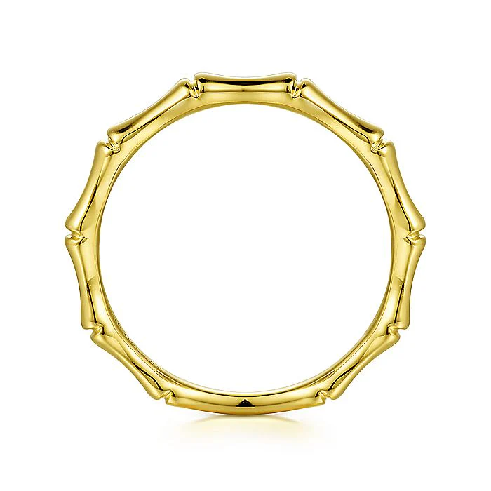 Gabriel & Co. 14 Karat Yellow Gold Bamboo Shape Stackable Ring - Image 2