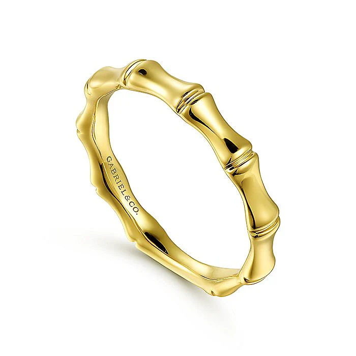 Gabriel & Co. 14 Karat Yellow Gold Bamboo Shape Stackable Ring - Image 3