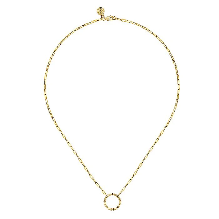 Gabriel & Co. 14 Karat Yellow Gold Bujukan Ball Circle Necklace Paperclip Chain - Image 2