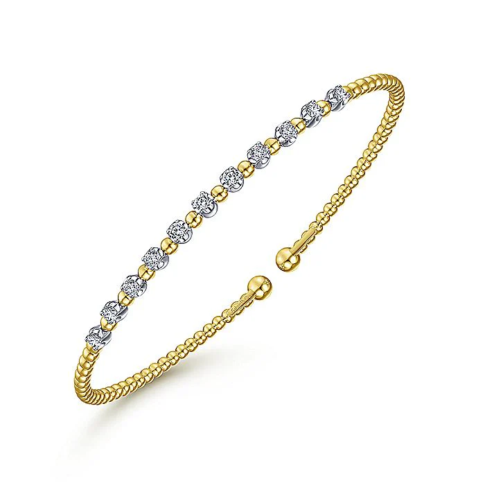 Gabriel & Co. 14 Karat Yellow Gold Bujukan Bead Split Cuff Bracelet - Image 2