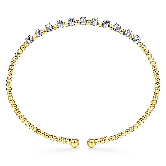 Gabriel & Co. 14 Karat Yellow Gold Bujukan Bead Split Cuff Bracelet - Image 3