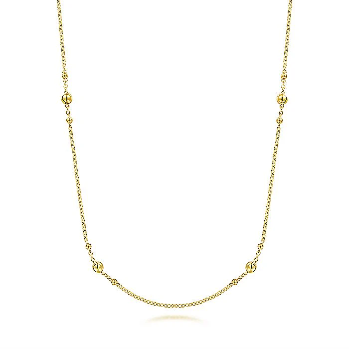 Gabriel & Co. 14 Karat Yellow Gold Bujukan Bead Station 32 Inch Necklace