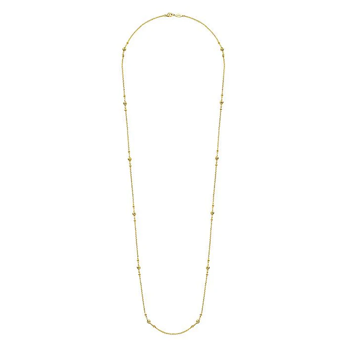 Gabriel & Co. 14 Karat Yellow Gold Bujukan Bead Station 32 Inch Necklace - Image 2
