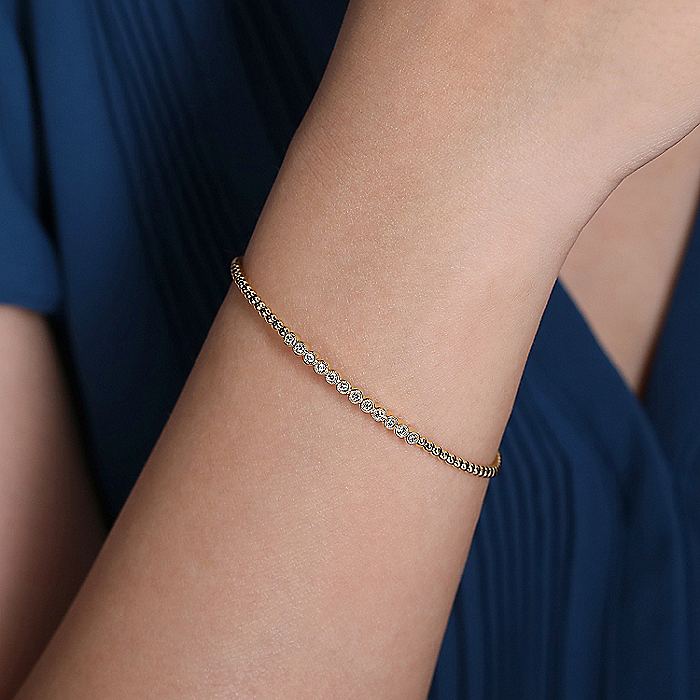 Gabriel & Co. 14 Karat Yellow Gold Bujukan Diamond Bracelet - Image 4