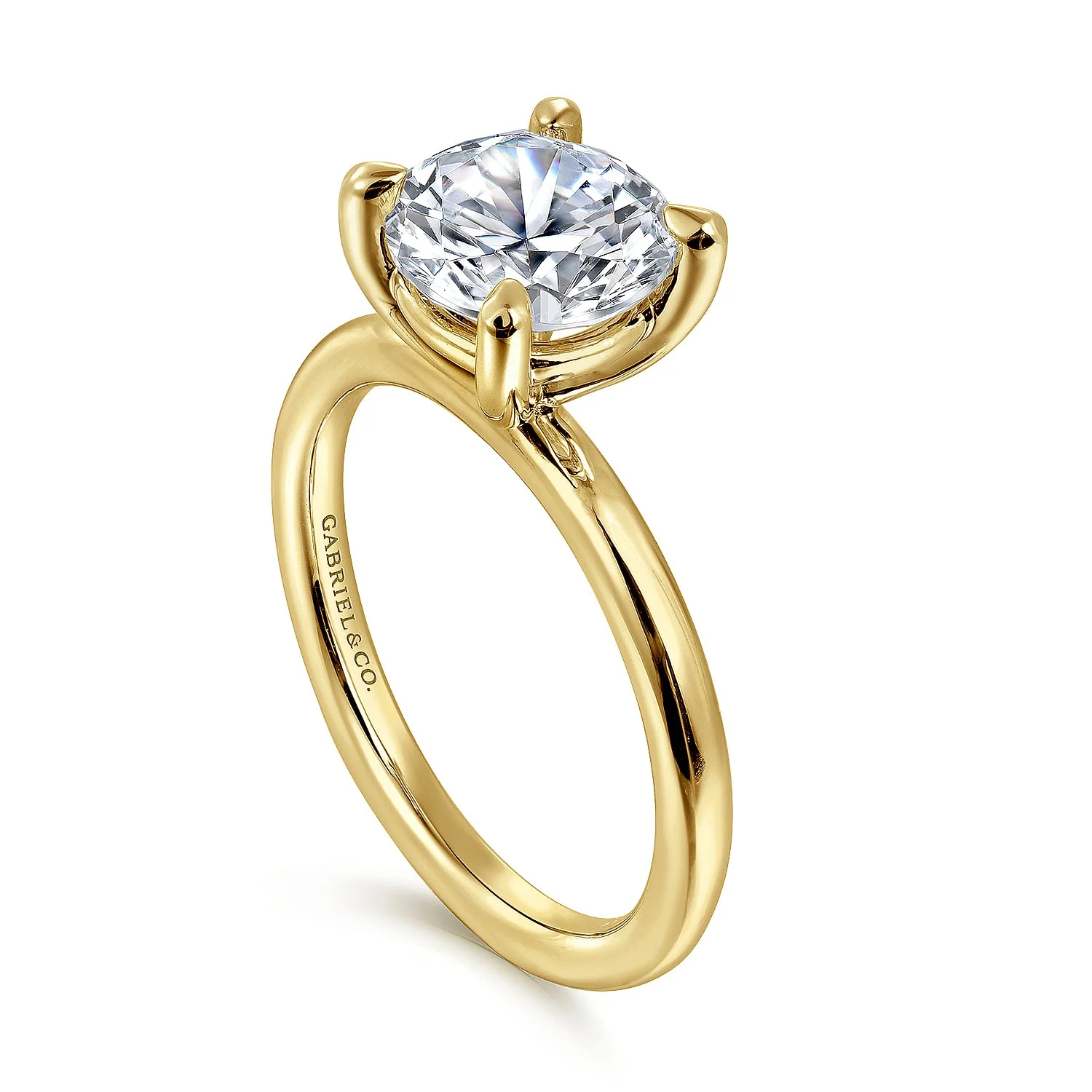Gabriel & Co. 14 Karat Yellow Gold Classic Round Semi-Mount Solitaire Engagement Ring - Image 3