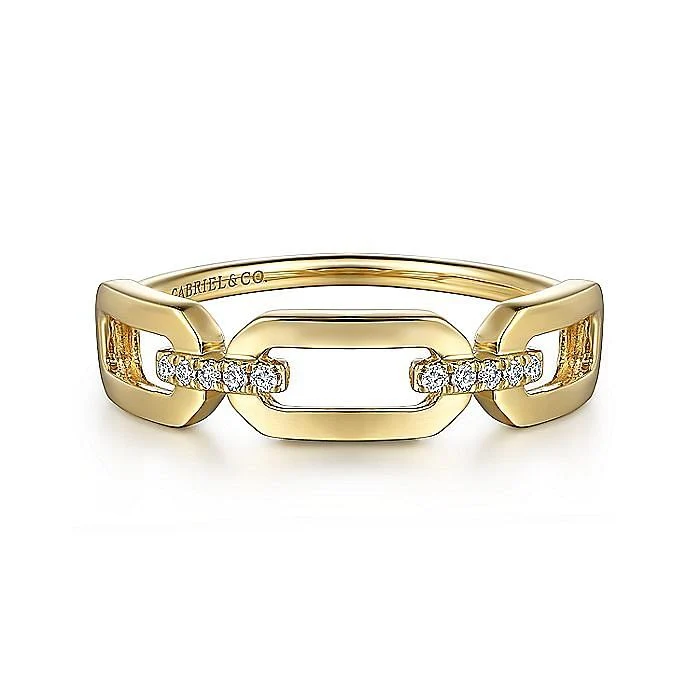 Gabriel & Co. 14 Karat Yellow Gold Diamond Chain Link Ring