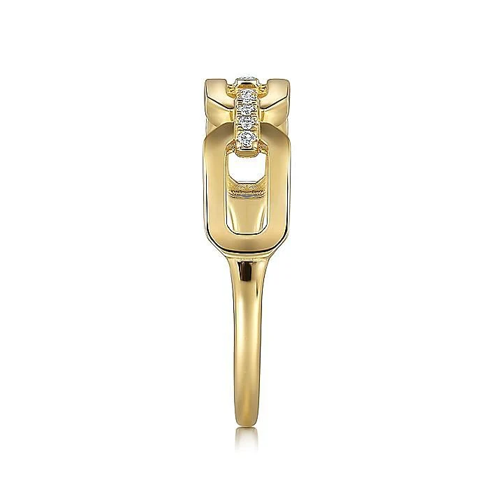 Gabriel & Co. 14 Karat Yellow Gold Diamond Chain Link Ring - Image 4